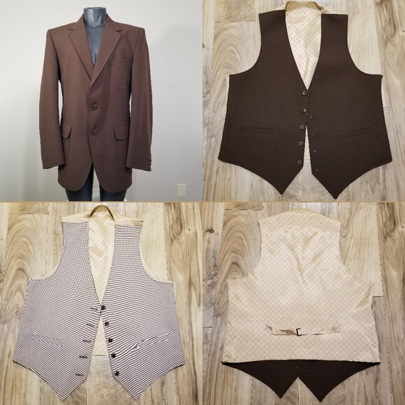 JCPenney Leisure Suit 2 Piece Mens 43 Jacket Reversible Vest Waistcoat 70s Disco